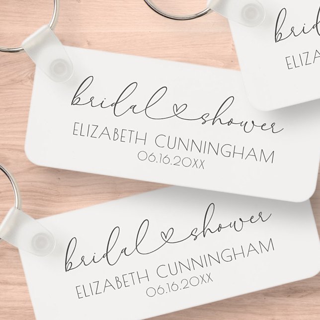 Simple Minimalist Elegant Chic Heart Bridal Shower Keychain (Creator Uploaded)