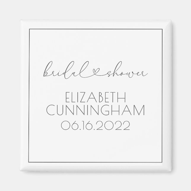 Simple Minimalist Elegant Chic Heart Bridal Shower Magnet (Front)