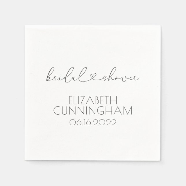 Simple Minimalist Elegant Chic Heart Bridal Shower Napkins (Front)