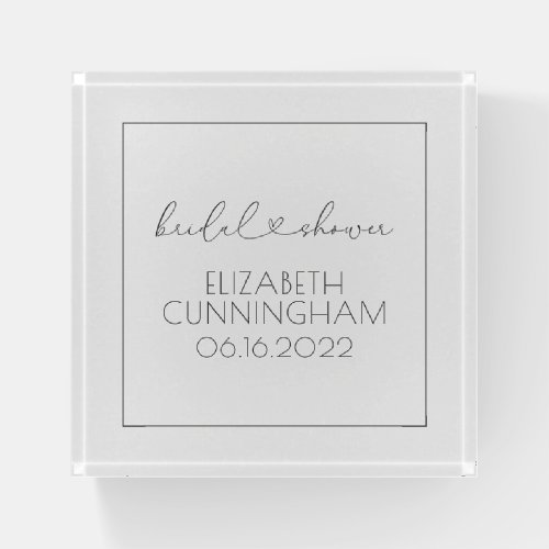 Simple Minimalist Elegant Chic Heart Bridal Shower Paperweight