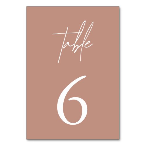 Simple Minimalist Elegant Dusty Rose Table Number