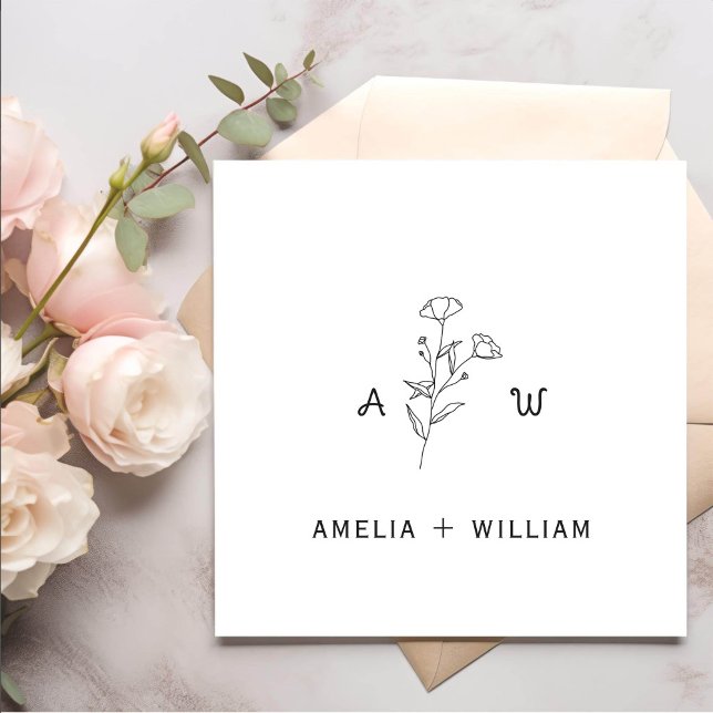 Simple Minimalist Elegant Floral Wedding Paper Dinner Napkins (Creator Uploaded)
