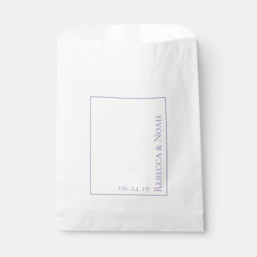 Simple Minimalist Elegant Lavender Text Wedding Favor Bag