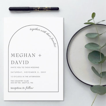 Simple Minimalist Elegant Modern Arch Wedding  Invitation