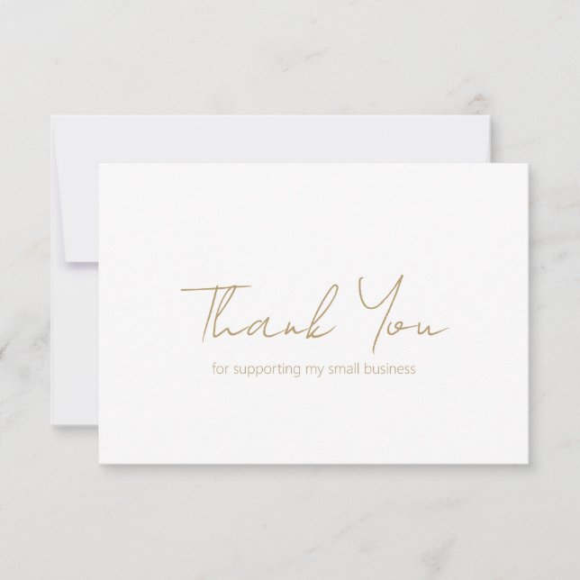 Simple Minimalist Elegant Modern Gold Business Thank You Card (Front)