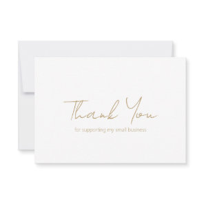 Simple Minimalist Elegant Modern Gold Business Thank You Card