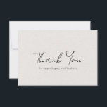 Simple Minimalist Elegant Modern Neutral Business Thank You Card<br><div class="desc">Modern business thank you card featuring a simple and minimalist layout with "Thank You" on the front in an elegant script typography over a neutral beige faux texture background. The back has your personal message along with your QR code and social media icons. This professional thank you card is great...</div>