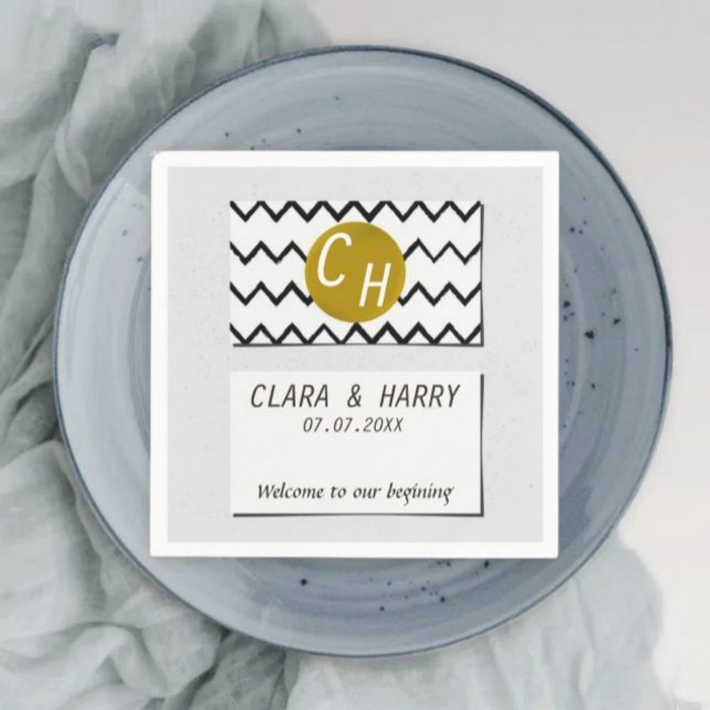  Simple minimalist elegant modern text initials  Napkins (Creator Uploaded)