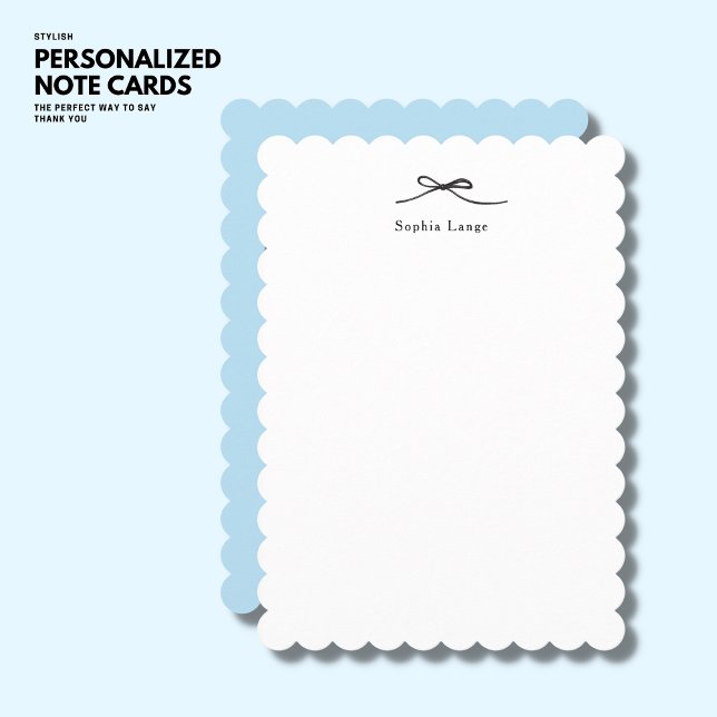 Simple Minimalist Elegant Pale Blue Scalloped Edge Note Card (Creator Uploaded)