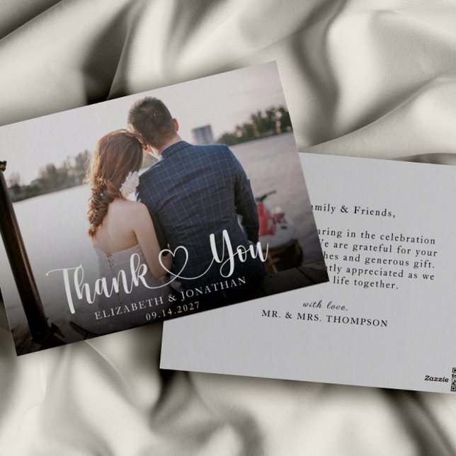 Simple Minimalist Elegant Photo Wedding Thank You Postcard (Creator Uploaded)