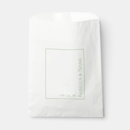 Simple Minimalist Elegant Sage Text Wedding Favor Bag