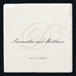 Simple Minimalist Elegant Script Wedding Monogram Stone Coaster<br><div class="desc">Simple Minimalist Elegant Script Wedding Monogram Stone Coaster</div>