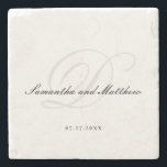 Simple Minimalist Elegant Script Wedding Monogram Stone Coaster<br><div class="desc">Simple Minimalist Elegant Script Wedding Monogram Stone Coaster</div>