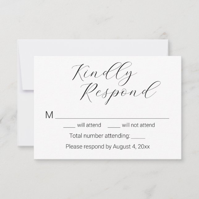 Simple Minimalist Elegant Script Wedding RSVP Card (Front)