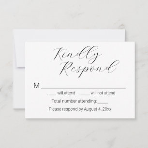 Simple Minimalist Elegant Script Wedding RSVP Card