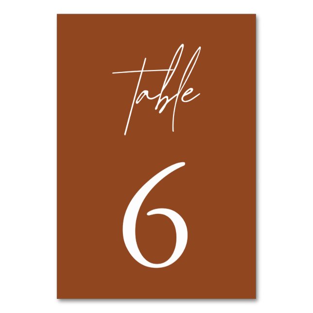 Simple Minimalist Elegant Terracotta Table Number (Front)