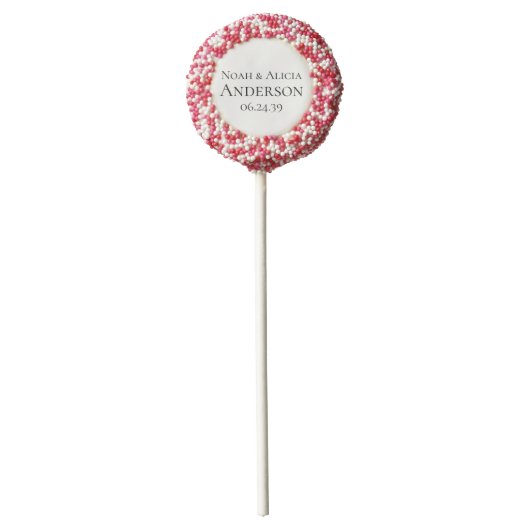Simple Minimalist Elegant Text Wedding Chocolate Covered Oreo Pop (Front)