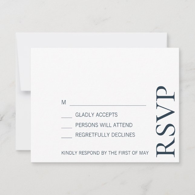 Simple Minimalist Elegant Understated Text Wedding RSVP Card (Front)
