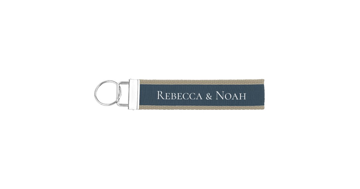 Simple Minimalist Elegant Understated Text Wedding Wrist Keychain | Zazzle