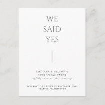 Simple Minimalist Elegant Wedding Announcement Pos Postcard