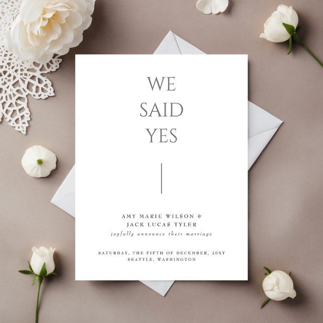 Simple Minimalist Elegant Wedding Announcement Pos Postcard (Simple Minimalist Elegant Wedding Announcement Postcard)