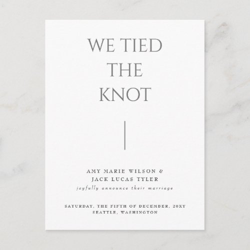 Simple Minimalist Elegant Wedding Announcement Postcard