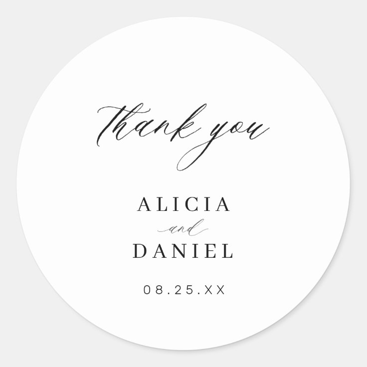 Simple minimalist elegant wedding favor classic round sticker | Zazzle