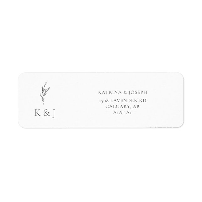 Simple Minimalist Elegant Wedding monochrome chic Label (Front)
