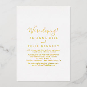 Simple Minimalist Elopement Reception Gold Foil Invitation