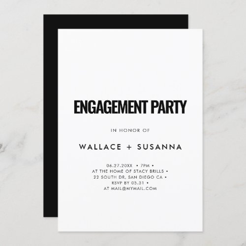 Simple minimalist engagement party invitation