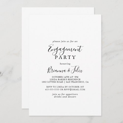 Simple Minimalist Engagement Party Invitation