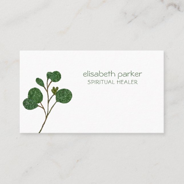 Simple minimalist eucalyptus therapy specialist business card (Front)