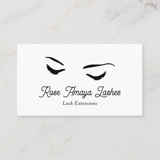 Simple Minimalist Eyelash Extensions Beauty Salon Business Card (Front)