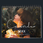 Simple minimalist family 2026 photo calendar<br><div class="desc">A modern photo calendar with a minimalist handwritten typography,  to customize with your family pictures,  a perfect way to start the year 2026. Fully customizable text colors.</div>