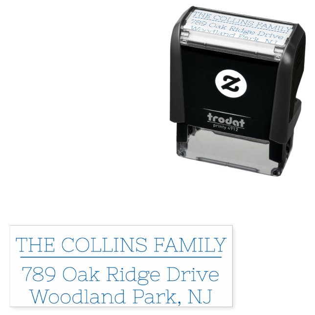 Simple Minimalist Family Name Address Self-inking Stamp (In Situ)