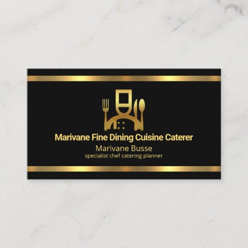 Simple Minimalist Faux Gold Lines Caterer  Business Card