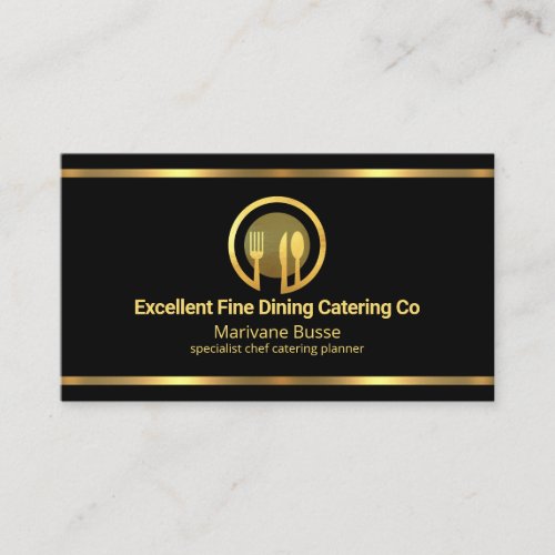 Simple Minimalist Faux Gold Lines Catering Business Card