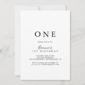 Simple Minimalist First Birthday Party Invitation (Front)