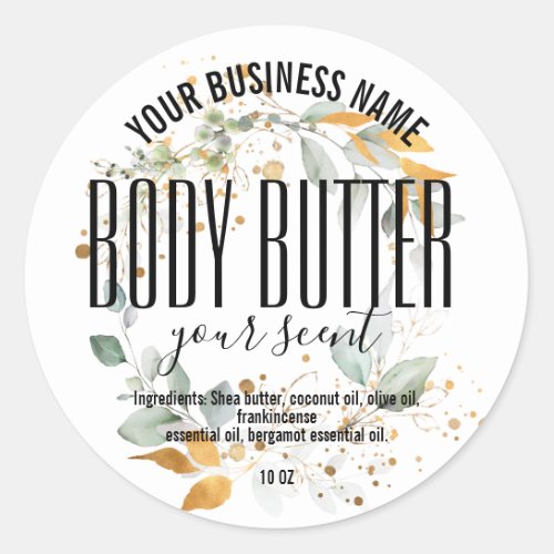 SIMPLE MINIMALIST floral BODY BUTTER Classic Round Sticker