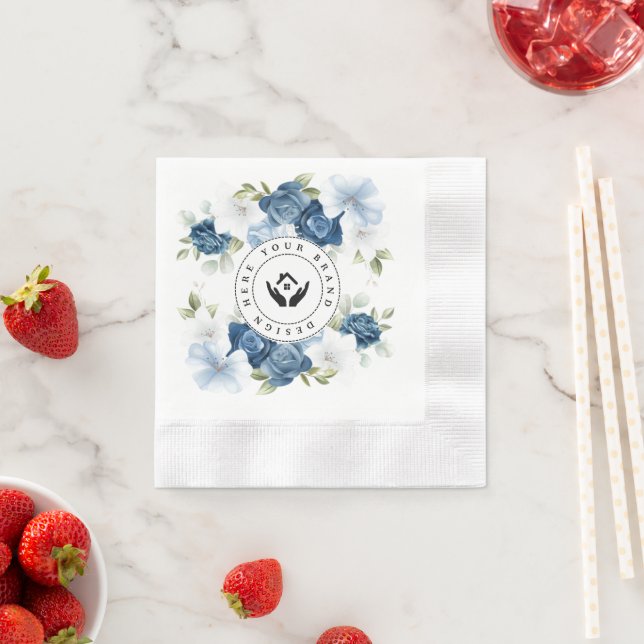 Simple Minimalist Floral Custom Logo  Napkins (Insitu)
