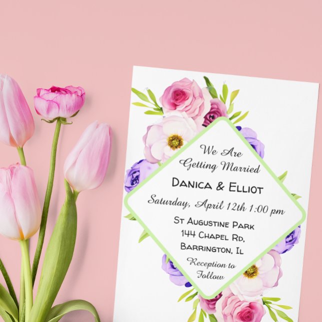 Simple Minimalist Floral Wedding Invitation (Creator Uploaded)