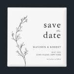 Simple Minimalist Floral Wedding Save the Date Magnet<br><div class="desc">Simple Minimalist Floral Wedding Save the Date</div>