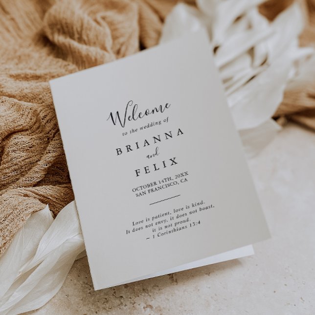 Simple Minimalist Folded Wedding Program (Creator Uploaded)