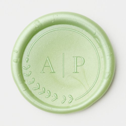 Simple minimalist foliage border monogram initial wax seal sticker