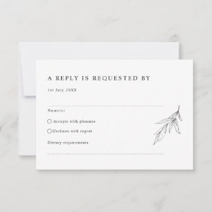 Simple minimalist foliage RSVP Reply Card