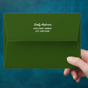 Simple Minimalist Forest Green Return Address Envelope