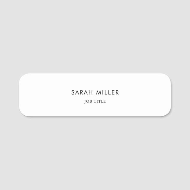 Simple Minimalist Formal  Name Tag (Front)
