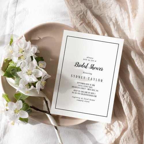 Simple Minimalist Frame Bridal Shower Invitation