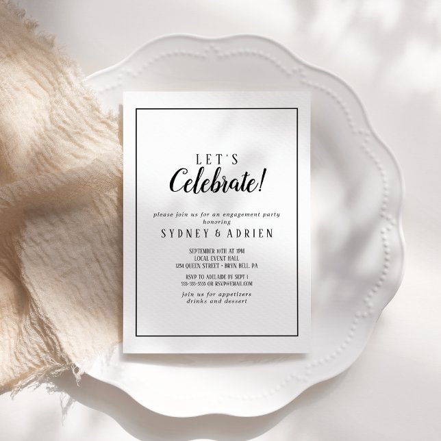 Simple Minimalist Frame Let's Celebrate Party Invitation (Creator Uploaded)