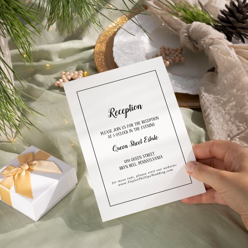 Simple Minimalist Frame Wedding Reception Enclosure Card